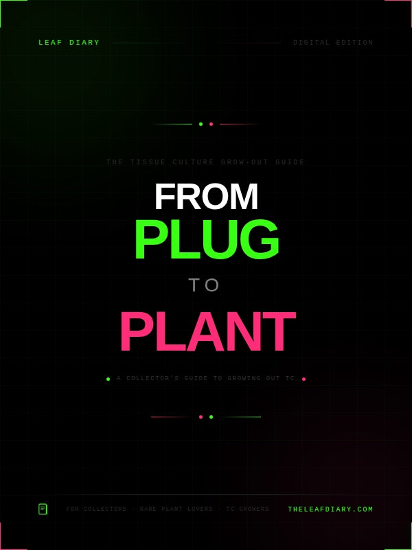 Book cover with text 'From Plug to Plant' on a dark background by leaf diary