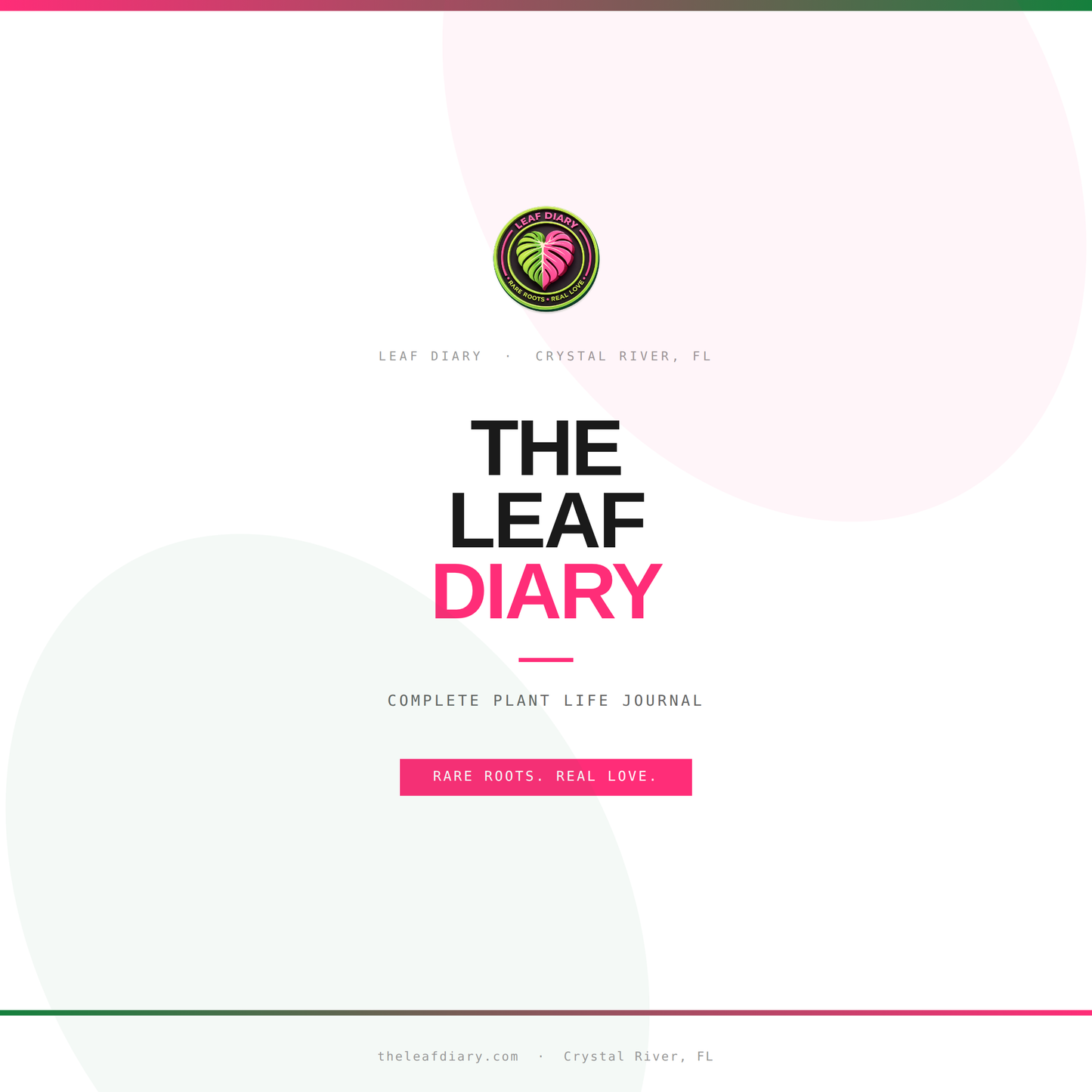 Cover of 'The Leaf Diary' Complete Plant Life Journal with a plant logo and text on a white background