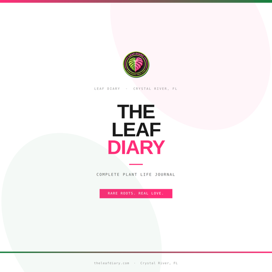 Cover of 'The Leaf Diary' Complete Plant Life Journal with a plant logo and text on a white background